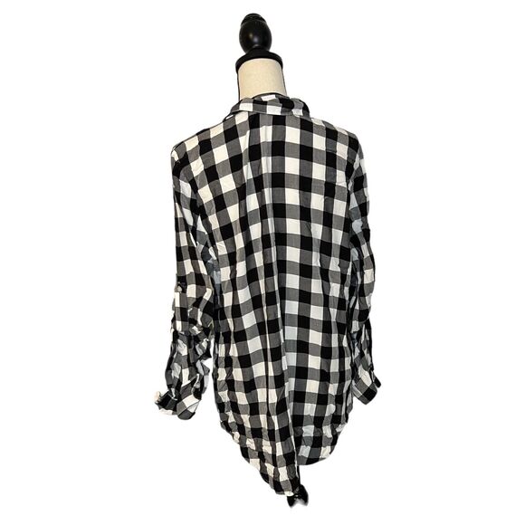 Womens Calvin Klein Button Down in Black White Gingham Plaid Shirt SOFT Size XL - Picture 4 of 7
